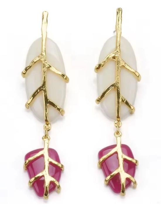 Zara Jewelry - Zara Gold Branch Ivory & Berry Resin Stone Drop Earrings NWOT